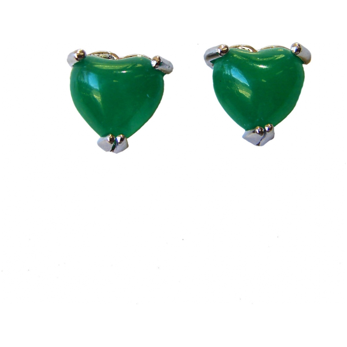 Heart Shape Jade Stud Earrings