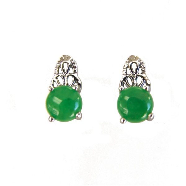 Round Jade Stud Earrings