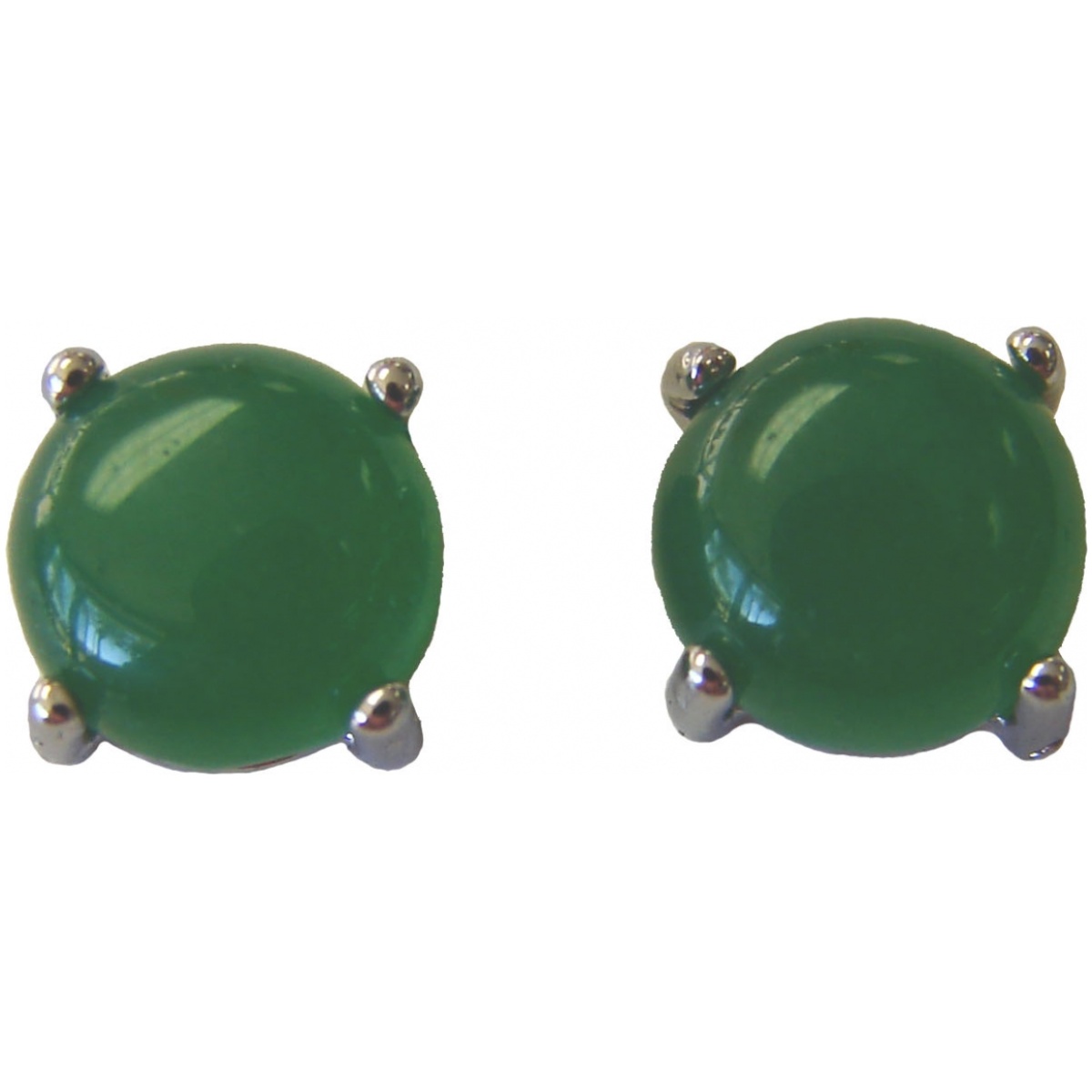 Round Jade Stud Earrings