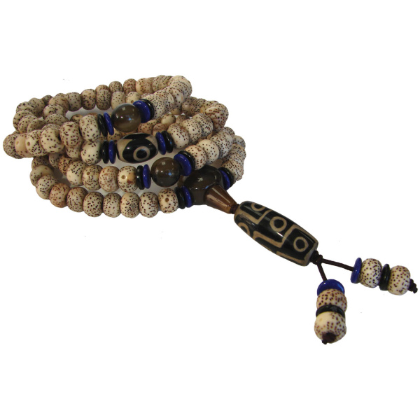 108 Bead Mala Natural Bodhi Seeds Necklace with 9-Eye Dzi Bead