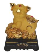 8 Inch Golden Pig Statue w/ Bai Choi to Booth Business Luck