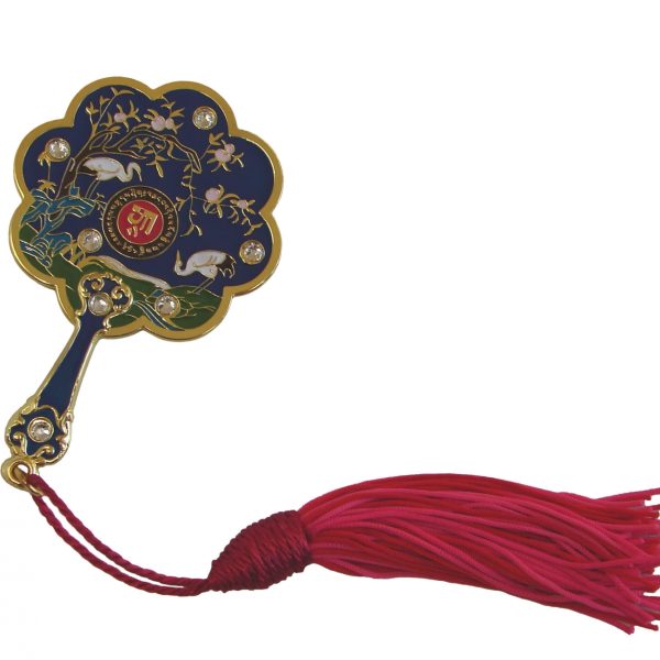 8-sided Mirror Fan w/ Red Tassel for Good Health and Longevity