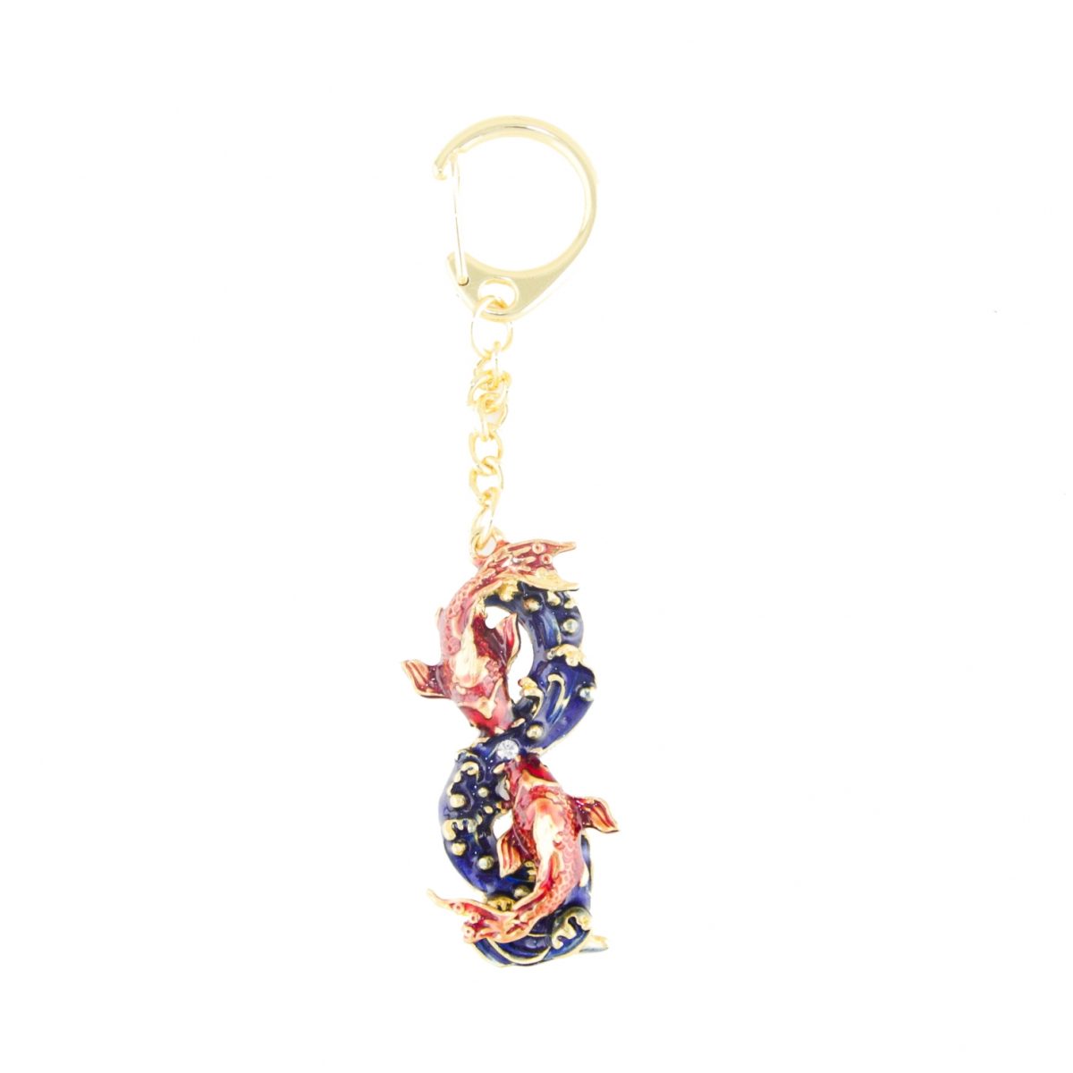 Bejeweled Pair of Carps Amulet Keychain