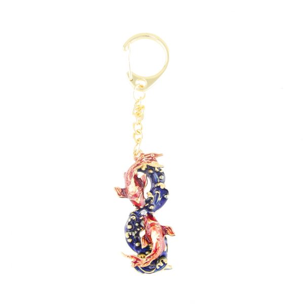 Bejeweled Pair of Carps Amulet Keychain