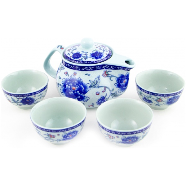 Chinese Style Blue Porcelain Tea Set