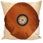 Brown Silk Throw Pillow Cover w/ Embroidery