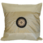 Light Beige Silk Throw Pillow Cover w/ Embroidery