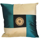 Black and Blue Silk Throw Pillow Cover w/ Embroidery