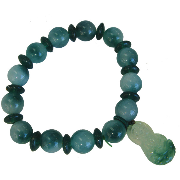 Chinese Green Jade Bracelets w/ Kuan Yin