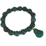Chinese Green Jade Bracelets w/ Jade Buddha Pendant