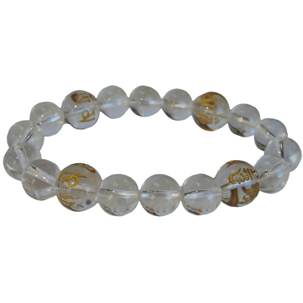 Clear Quartz Gemstone Bracelet w/ Mantra