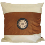 Brown Silk Throw Pillow Cover w/ Embroidery