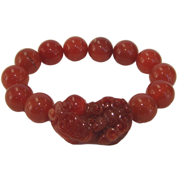 Red Carnelian Beaded Pi Yao Bracelet