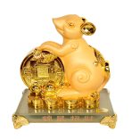 Chinese Zodiac Rat Statue with Big Golden Coin