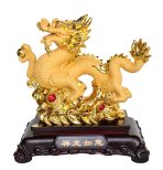 Golden Chinese Dragon Statue With Dragon Ball