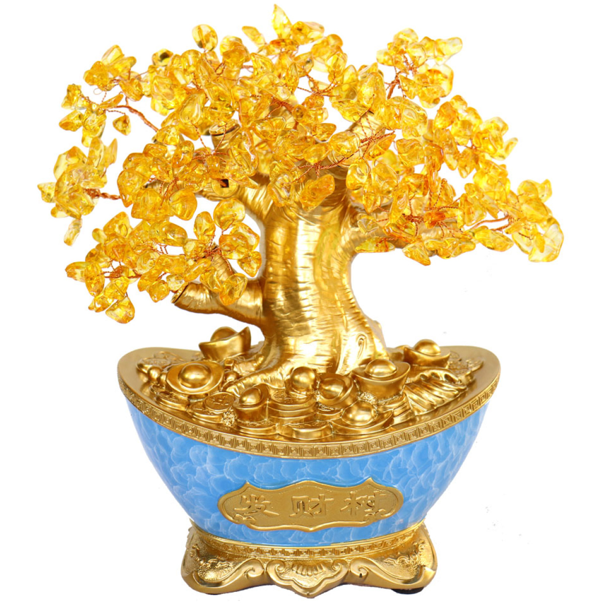 Citrine Tree in Blue Money Pot