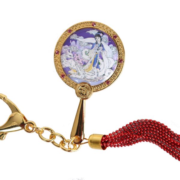9-Tailed White Fox Love Mirror Keychain