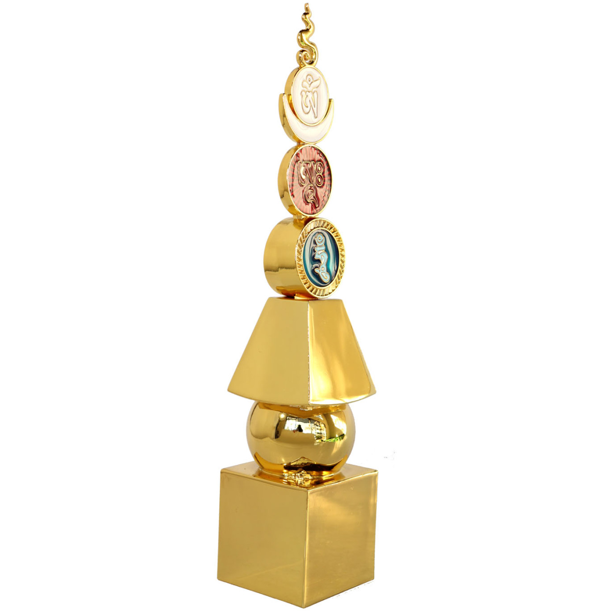 10 Inch Five Element Pagoda With Om Ah Hum