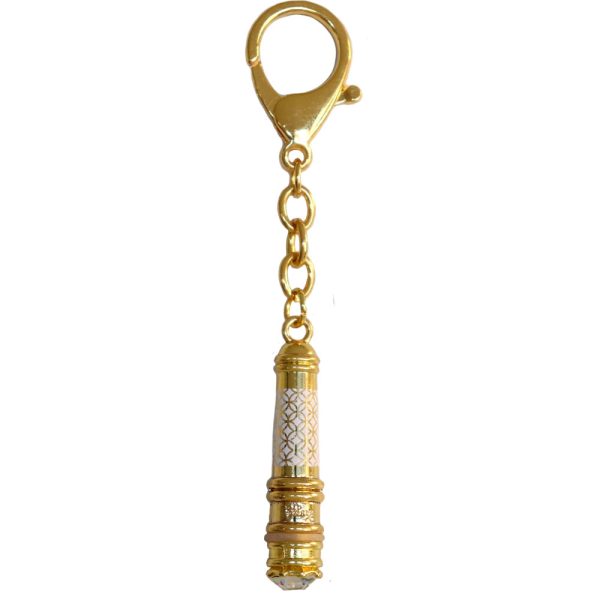 White Vajrasatva Mantra Wand Keychain Amulet