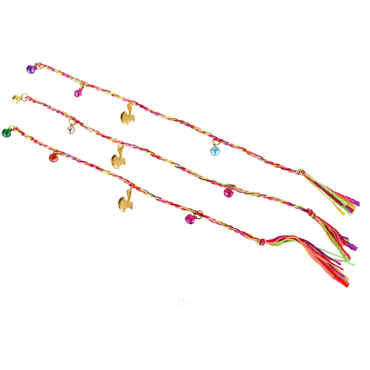 Hand Braided Friendship String Bracelet w/ Jingle Bells and Axe Cham