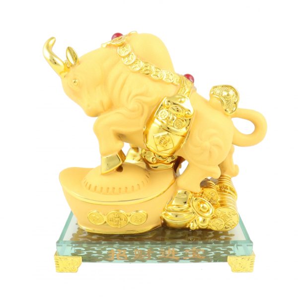 Golden Ox Statue Stepping on Big Ingot