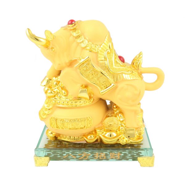 Golden Ox Statue Stepping on Treasure Pot