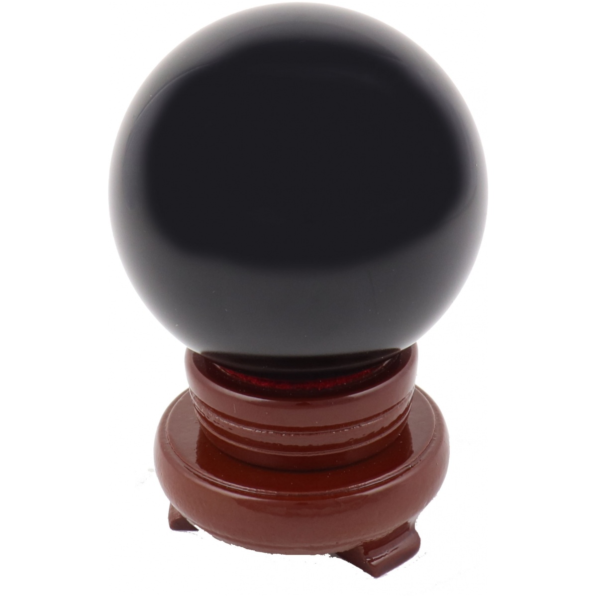 80mm Black Crystal Sphere with Rotatable Wooden Stand