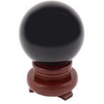 80mm Black Crystal Sphere with Rotatable Wooden Stand