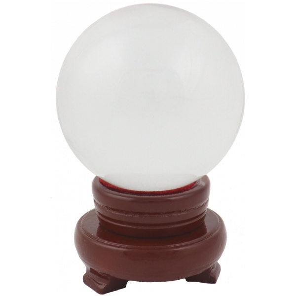 80mm Clear Crystal Sphere with Rotatable Wooden Stand