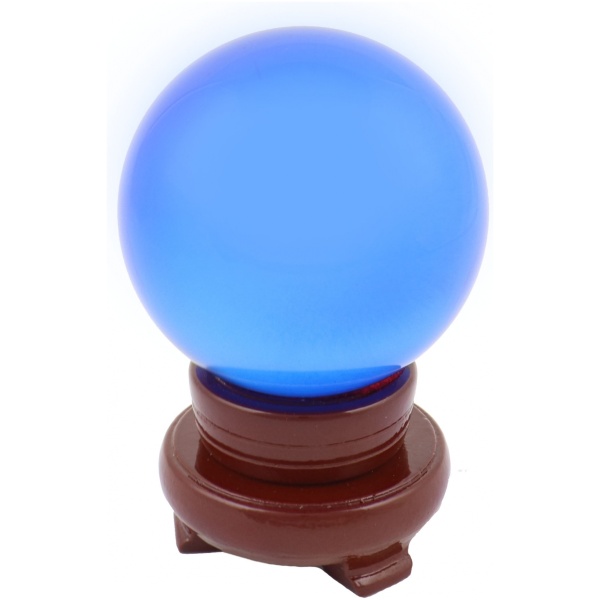 80mm Light Blue Crystal Sphere with Rotatable Wooden Stand