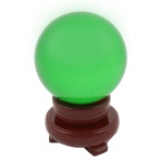 80mm Green Crystal Sphere with Rotatable Wooden Stand