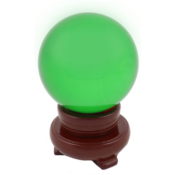 80mm Green Crystal Sphere with Rotatable Wooden Stand