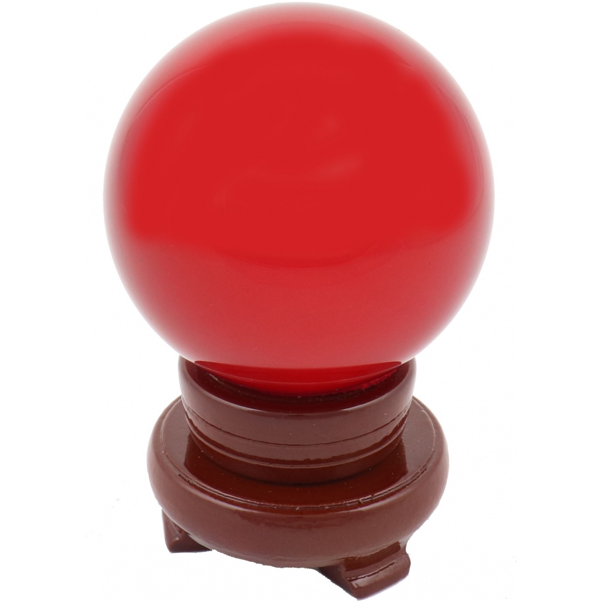 80mm Red Crystal Sphere with Rotatable Wooden Stand