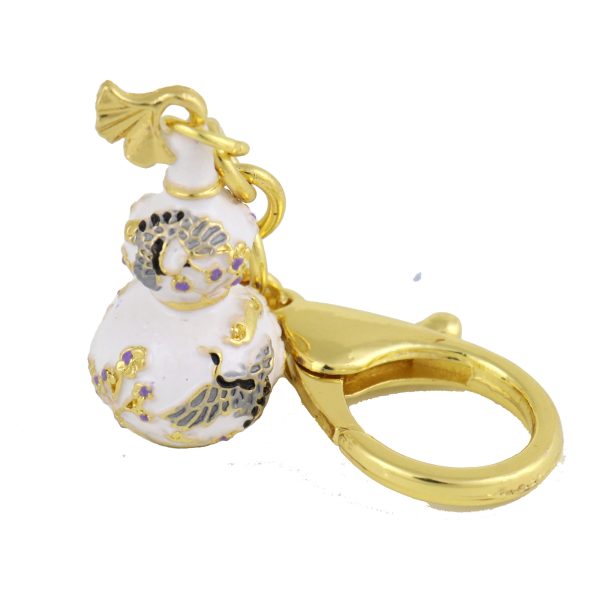 White Wu Lou With Joyous Crane Amulet Keychain