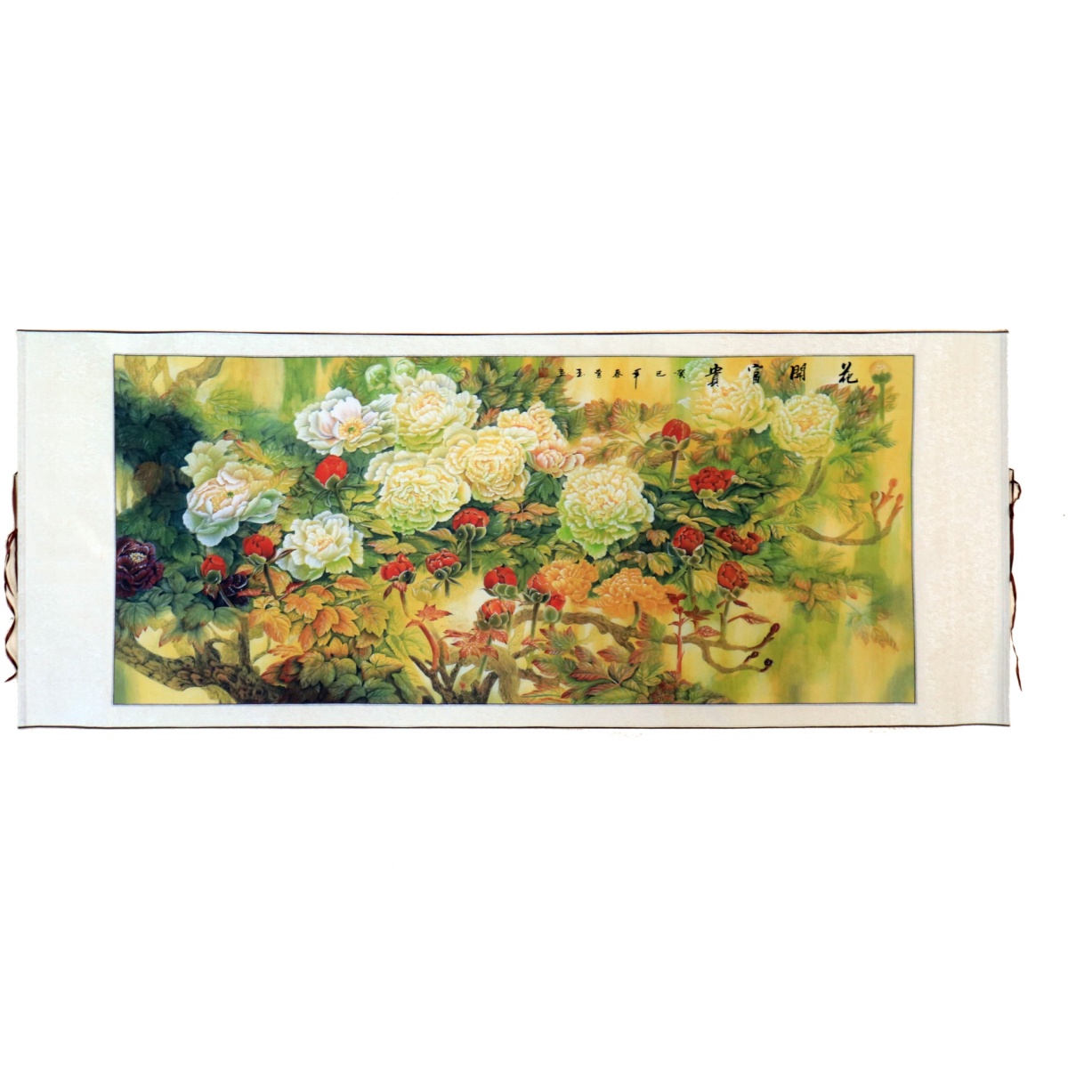 Big Horizontal Peony Flower Scroll Picture