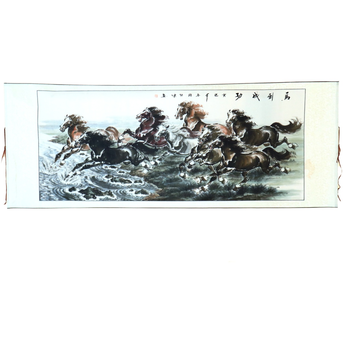 Big Hand-Painted 8-Horse Horizontal Scroll Picture