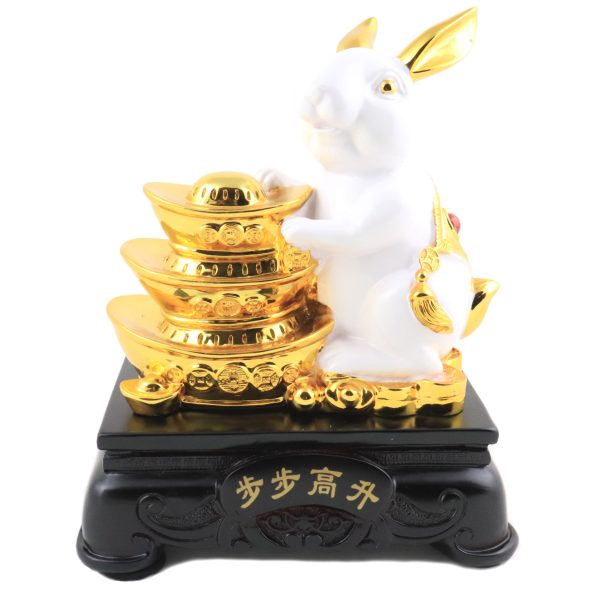 8 Inch 3-Ingot White Rabbit Statue