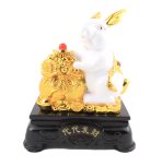 8 Inch Money Bag White Rabbit Statue
