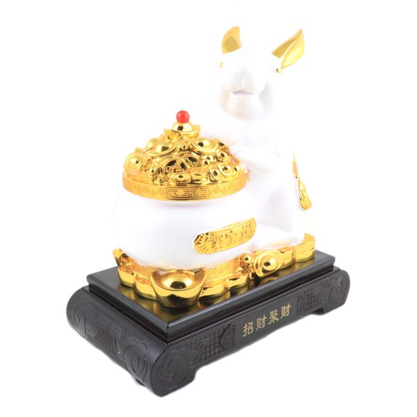 12 Inch Money Pot White Rabbit Statue