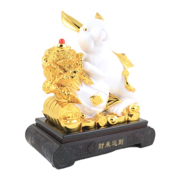 12 Inch Bai Choy White Rabbit Statue