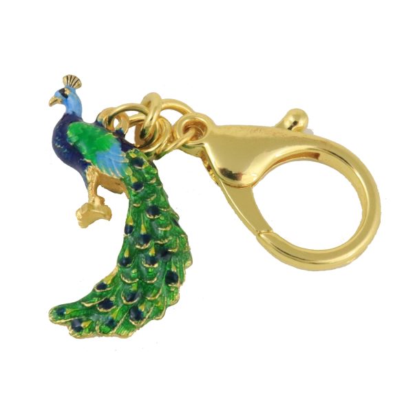 Bejeweled Protection Peacock Amulet Keychain