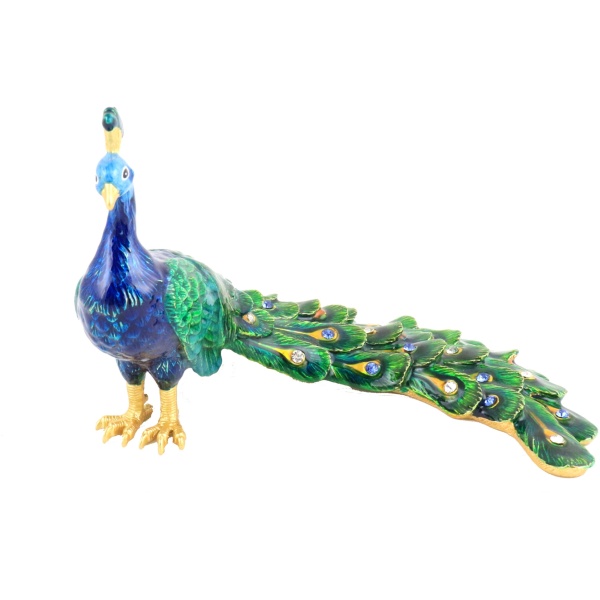Bejeweled Protection Peacock Statue