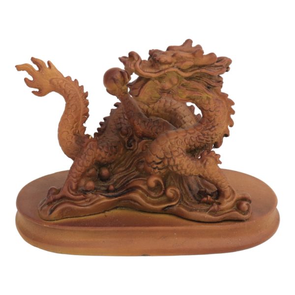 5 Inch Wooden-Like Imperial Dragon Statue