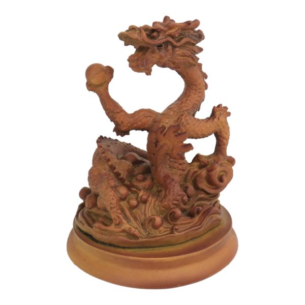 5 Inch Wooden-Like Imperial Dragon Statue