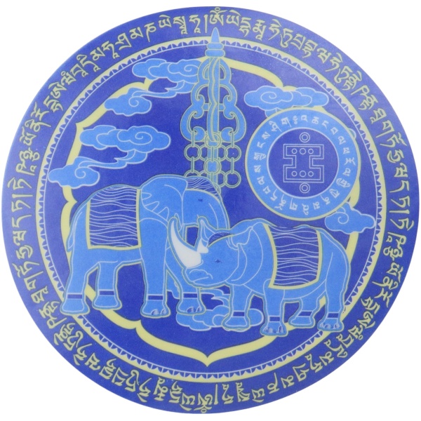 Elephant and Rhinoceros w/ Ksitigarbha Staff Window Sticker