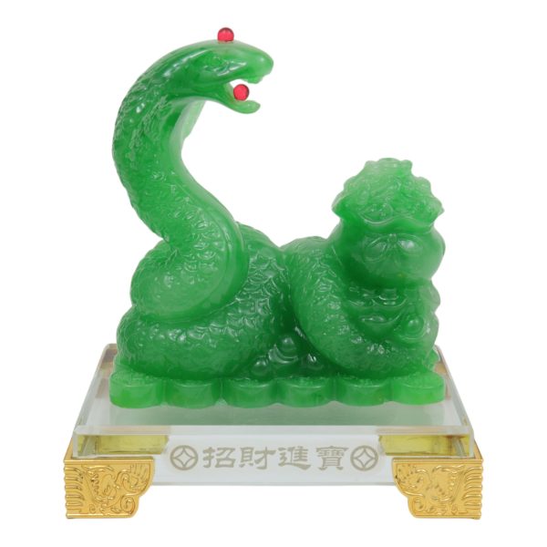 Green Money Bag Snake Statue for Wood Snake