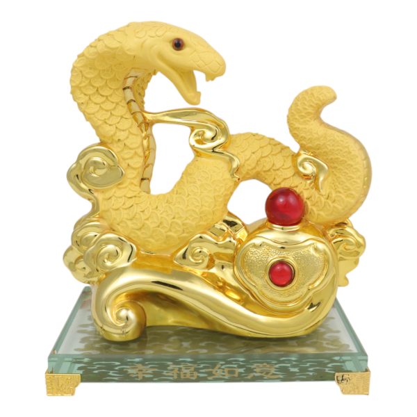 9 Inch Gold RuYi Snake Statue