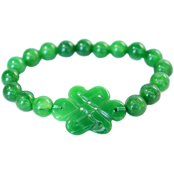 Jade Mystic Knot w/ Green Beaded Bracelet